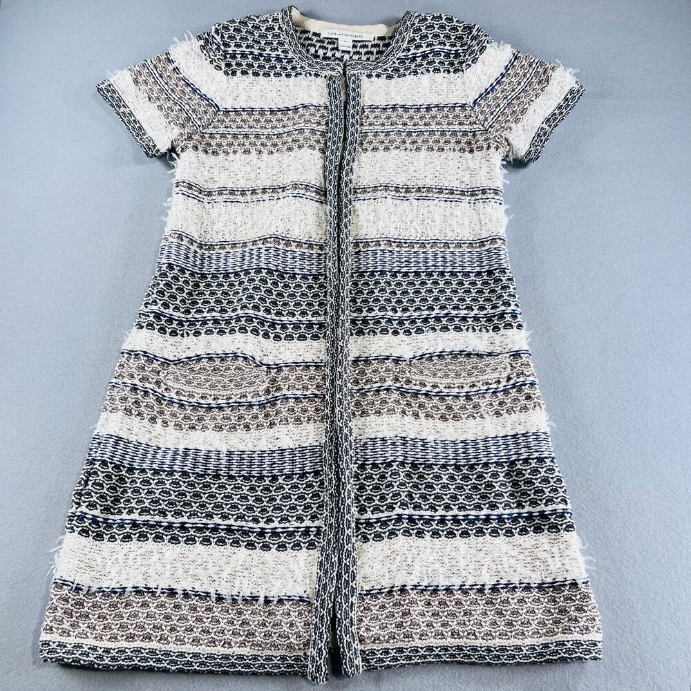 Diane von Furstenberg DVF Arryn Short Sleeve Knit Long Cardigan Cardigan Cream M